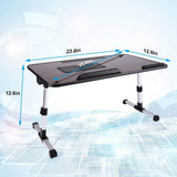 26.6 Foldable Adjustable Laptop Tray Stand Desk with CPU Cooling Fans & Mouse Pad