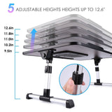 26.6 Foldable Adjustable Laptop Tray Stand Desk with CPU Cooling Fans & Mouse Pad