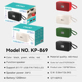 KP-869 Best-selling Wireless Bluetooth Speaker Portable Handle Long Battery Life Minimalist Design Factory Stock Available