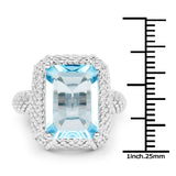 9.25 Carat Genuine Blue Topaz .925 Sterling Silver Ring