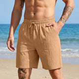 Mens Casual Loose Linen Beach Shorts