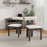 (1 Table with 4 Chairs)Wooden Dining Table Set, Modern Round MDF Kitchen Table and Boucle Upholstered Dining Chairs for Dining Room, Kitchen, Saving Space, Brown
