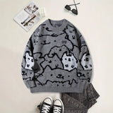 Mens Cute And Quirky Cat-print Knit Sweater