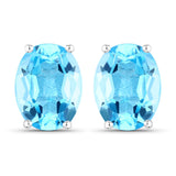 4.00 Carat Genuine Swiss Blue Topaz .925 Sterling Silver Earrings
