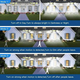 278LEDs 3000LM Motion Sensor 6500K Solar Powered, 4 Heads Security Flood, 300° Wide Angle Wall With 3 Modes