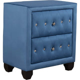 27.9" Tall Bedside Table Blue Upholstered Velvet 2-Drawer Nightstand