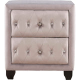 27.9" Tall Bedside Table Blue Upholstered Velvet 2-Drawer Nightstand