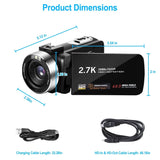 2.7K Camcorder 42MP 18x Zoom Digital Video Camera with 270° Rotating IPS Screen