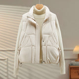 Women's Autumn Loose Outerwear Stand Collar Cotton Vest