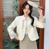 Short Womens Coat With Spring And Autumn Hanstyle Frogbutton Detailing