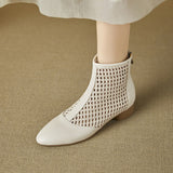 Retro-style Minimalist Elegant Cowhide Low-heeled Shoes With A Back Zipper For Women