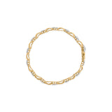 10k Yellow Gold 2.00 Cttw Diamond Cluster and Alternating "X" Link Bracelet (I-J Color, I3 Clarity) - 7"
