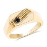 14K Yellow Gold Plated 0.12 Carat Genuine Black Diamond .925 Sterling Silver Ring