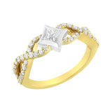 10K Two Tone Color 5/8 Cttw Diamond Kite and Twist Shank Ring (H-I Color,SI2-I1 Clarity)