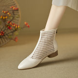 Retro-style Minimalist Elegant Cowhide Low-heeled Shoes With A Back Zipper For Women