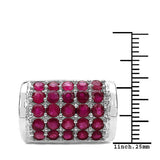 3.01 Carat Genuine Ruby & White Diamond .925 Sterling Silver Ring