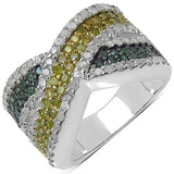 1.44 Carat Genuine Multi Diamond .925 Sterling Silver Ring