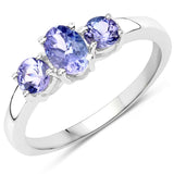 0.90 Carat Genuine Tanzanite .925 Sterling Silver Ring