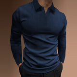 Solid Color Fitness Business Casual Lapels Long Sleeve Men