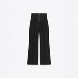 Retro Fashion Versatile Slimming High-waisted Pants With Zip Decoration