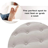 29.5" Tufted Velvet Round Ottoman Classic Button Living Room Footrest with Storage