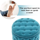 29.5" Tufted Velvet Round Ottoman Classic Button Living Room Footrest with Storage
