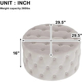 29.5" Tufted Velvet Round Ottoman Classic Button Living Room Footrest with Storage