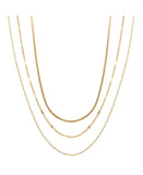 Unwritten 14K Gold Flash Plated 3-Pieces Layered Chain Necklace Set