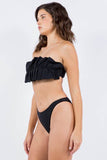 TWO PIECE TUBE TOP WITH RUCHED RUFFLE BIKINI