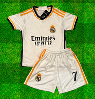 Vini Jr Kids Jersey White/Gold Real Madrid Youth and Toddler Sizes