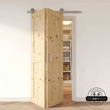 J Top Mount Bifold Barn Door Hardware | Brushed Nickel | 2 Door Kit