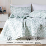 Kasentex Lightweight Floral Quilt Set Twin/Queen/King - Soft All Season Bedspread Coverlet, Green & White Botanical