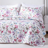 Kasentex Reversible Lightweight Floral Quilt Set - Soft All Season Bedspread Coverlet