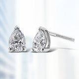 14K White Gold 1/2 Cttw Pear Shape Solitaire Lab Grown Diamond Stud Earrings (F-G Color, VS2-SI1 Clarity)