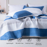 Kasentex Reversible Lightweight Quilt Set Twin/Queen/King - Soft All Season Bedspread Coverlet, White & Blue