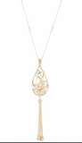 Carolee Pear Shaped Caged Pendant Tassel Necklace