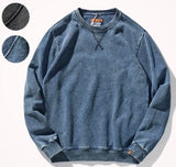 American Round Neck Hoodie Men's Heavy Water Washed Long Sleeved Top