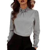 Elegant French-style Long-sleeve Blouse For Women