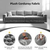 102.4 'Plush Corduroy 4-Seat Sofa,Modern Comfy Upholstered Sofa Cloud Couch,Deep Seat Couches with Soft Pillows and Movable Ottoman,Convertible Sofa Lounge Chair,for Living Room,Apartment,Office,Grey