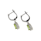 .88ct Peridot Diamond Dangle Earrings 14KT White Gold