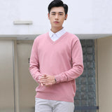 Mens Loose-Fit V-Neck Sweater Thick And Warm Knitted Top