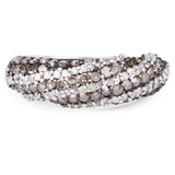 1.25 Carat Genuine Champagne Diamond & White Diamond .925 Sterling Silver Ring
