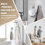 2-Pack: Strong Suction Cup Hooks – Silver Brushed Stainless Steel, No Drilling Required