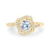 0.46 Carat Genuine Aquamarine and White Diamond 14K Yellow Gold Ring