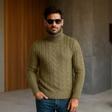 Mens Turtleneck Cable-Knit Sweater In Plus Sizes