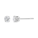 14K White Gold 1.00 Cttw Round Brilliant-Cut Near Colorless Diamond Classic 4-Prong Stud Earrings (H-I Color, I1-I2 Clarity)