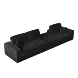 114.5'Modern Corduroy Modular foam Sofa, Recliner Seat reversible Sofa, 2-in-1 Sofa with Recliner and L-Shaped Sofa Combination with Three Cushion Neck Pillow Combination and Two Throw Pillows