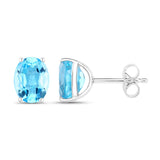 4.00 Carat Genuine Swiss Blue Topaz .925 Sterling Silver Earrings