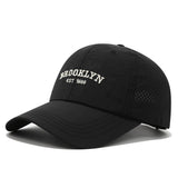 Men's And Women's Slim-fit Mesh Embroidered Letter Brooklyn Fashion Streetwear Baseball Cap Suitable For Daily Commuting, Outdoor Camping, And Weekend Outings.