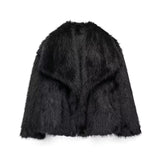 Winter Plush Coat Fashion Warm Thicken Fluffy Lapel Jacket Outwear Casual Long Sleeve Tops Womens Clothing